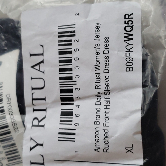 Daily Ritual Jersey Ruched Front Half-Sleeve Dress in Navy Size XL - Picture 9 of 9